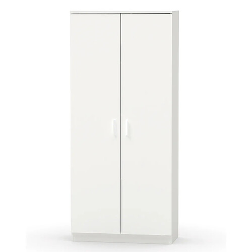 Pegane Armoire / meuble de rangement coloris blanc - Hauteur 180 x Longueur 80 x Profondeur 35 cm