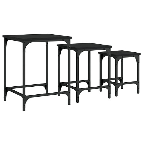 Maison Chic Lot de 3 Tables basses gigognes pour salon | Table à café noir bois d'ingénierie -GKD78075