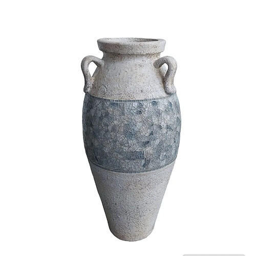 Vase de sol Romimex Blanc Gris Terre cuite 28 x 60 x 28 cm Avec des poignées