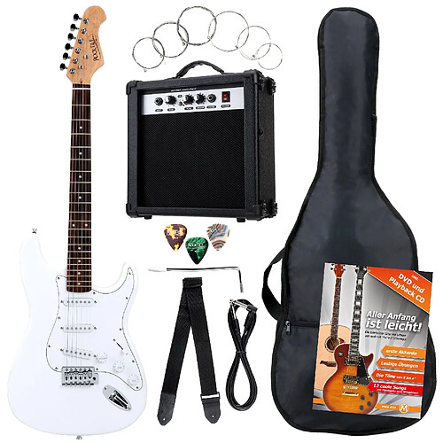 Rocktile Banger's Pack Set Guitare Electrique, 7 pièces blanc