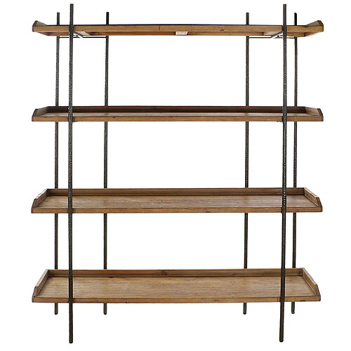 Pegane Etagère, meuble étagère en bois naturel et métal noir - longueur 150 x profondeur 40 x Hauteur 181 cm