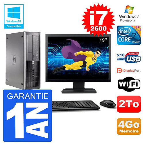 PC HP 6200 SFF Ecran 19" Intel i7-2600 RAM 4Go Disque 2To Graveur DVD Wifi W7 · Occasion