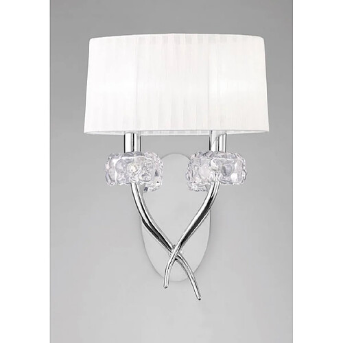 Luminaire Center Applique murale Loewe 2 Ampoules E14, chrome poli avec Abat jour blanc