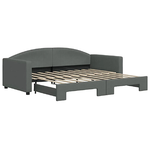 Maison Chic Lit de jour avec lit gigogne et matelas, Lit de repos Lit d'invité pour Salon Chambre,Canapé-lit gris foncé 90x190 cm tissu -MN79850