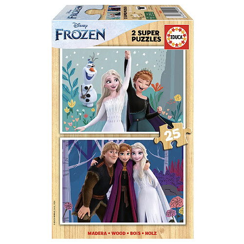 Educa Borras 2 supers puzzles en bois 25 pièces la reine des neiges