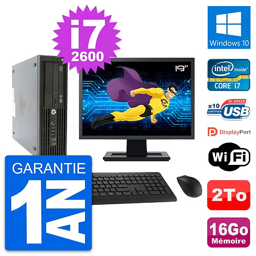 PC HP Z210 SFF Ecran 19" Intel Core i7-2600 RAM 16Go Disque 2To Windows 10 Wifi · Occasion