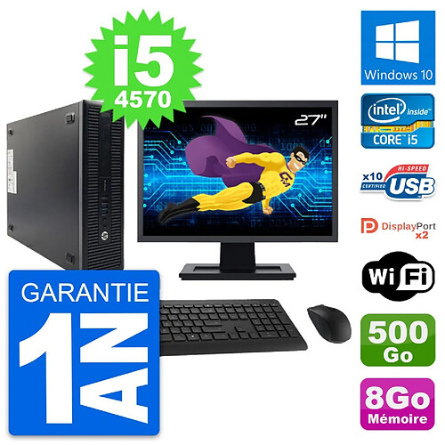 PC HP 600 G1 SFF Ecran 27" Intel i5-4570 RAM 8Go Disque 500Go Windows 10 Wifi · Occasion