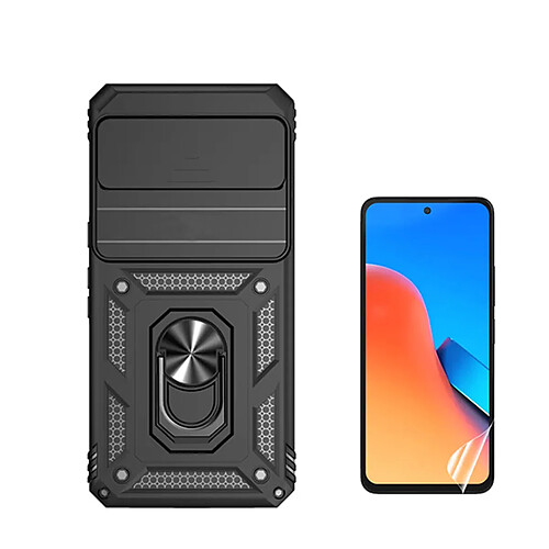 Kit Film de Hydrogel Étui Complète Devant + Coque Magnetic Military Defender Slide Window Anti-Impact Phonecare pour Google Pixel 8 Pro - Noir