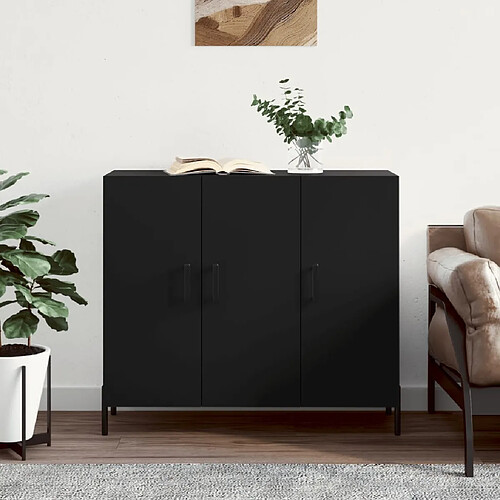 vidaXL Buffet noir 90x34x80 cm bois d'ingénierie