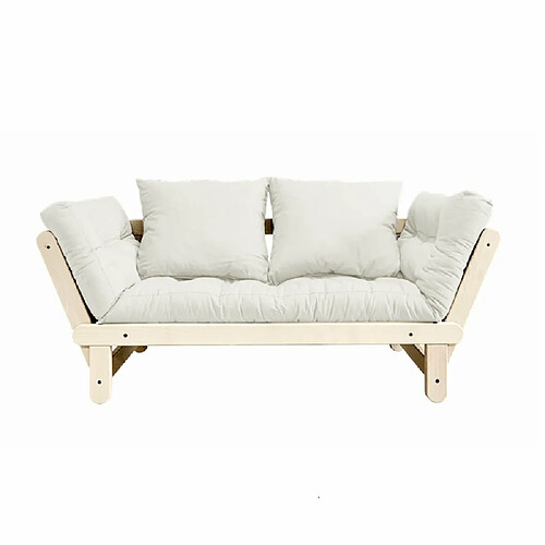 Inside 75 Banquette méridienne futon BEAT pin naturel tissu écru couchage 75*200 cm.