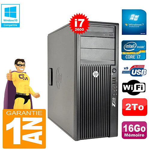 PC Tour HP WorkStation Z210 I7-2600 RAM 16Go Disque 2To Graveur DVD Wifi W7 · Occasion