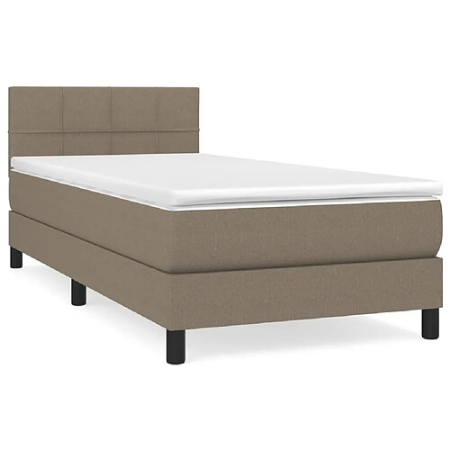 Maison Chic Structures de lit + matelas,Lit à sommier tapissier avec matelas Taupe 90x190 cm Tissu -MN33131