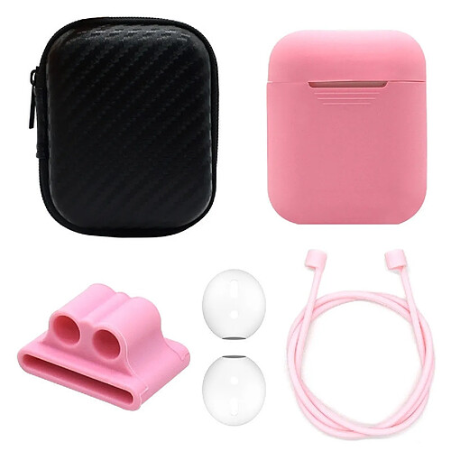 Wewoo Coque Ecouteurs sans fil en silicone anti-choc pour Apple AirPods 1/2 rose