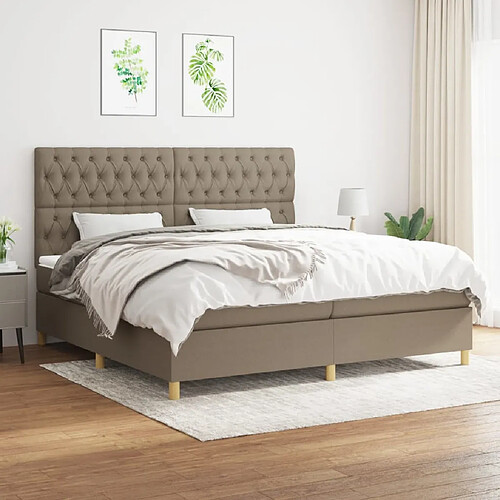 vidaXL Sommier à lattes de lit avec matelas Taupe 200x200 cm Tissu