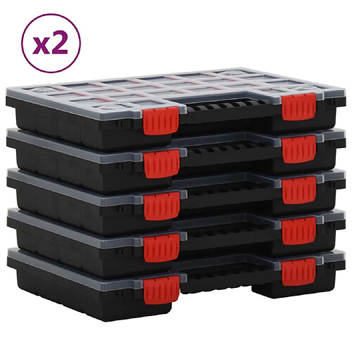 vidaXL Boîtes d'assortiment 10 pcs 34,5x25x5 cm Polypropylène