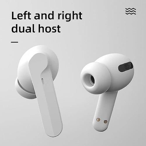 Universal Casque Bluetooth sans câble avec une batterie numérique Batterie sans fil Bluetooth casque, conception d'oreille divisée + empreinte digitale intelligente tactile en blanc)