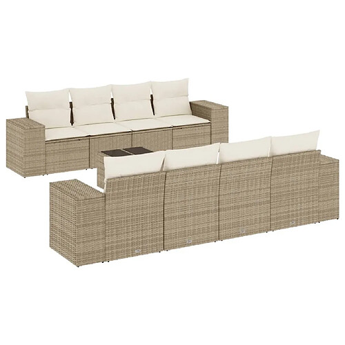 Maison Chic Salon de jardin avec coussins 9 pcs, Ensemble Tables et chaises de jardin, beige résine tressée -GKD606122