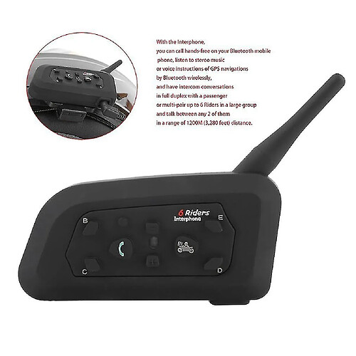 Universal 1 PCS 3,5 mm BT Bluetooth Motorcycle Casque Interphone Headset 6 Riders 1200m