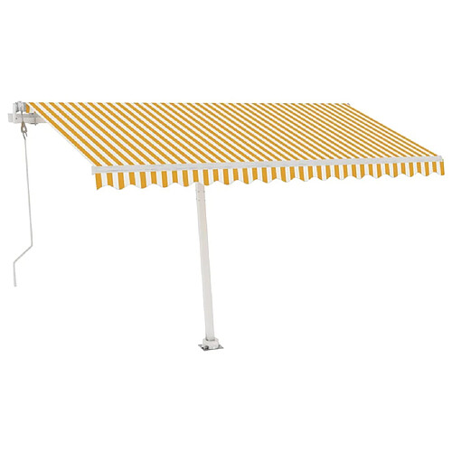 Maison Chic Auvent automatique de porte sur pied,Store banne,Marquise Brise-soleil 400x300 cm Jaune et blanc -GKD55578