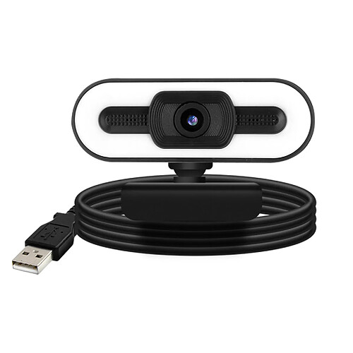 Avizar Webcam USB 1080P HD Grand Angle Éclairage LED Microphone Rotative Noir