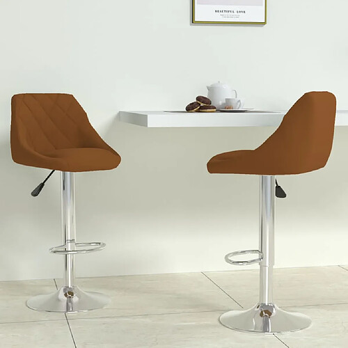 vidaXL Tabourets de bar lot de 2 marron velours