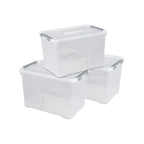 Keter CURVER | Lot de 3 handy box - 65L, TRANSPARENT