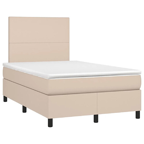 Maison Chic Lit adulte- Ensemble lit + matelas,Sommier à lattes de lit matelas cappuccino 120x190cm similicuir -GKD31089