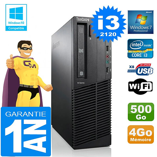 PC Lenovo M92p SFF Core I3-2120 Ram 4Go Disque 500 Go Graveur DVD Wifi W7 · Occasion