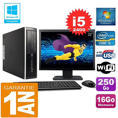 PC HP Compaq 8300 SFF Core I5-2400 Ram 16Go Disque 250 Go Wifi W7 Ecran 22" · Occasion