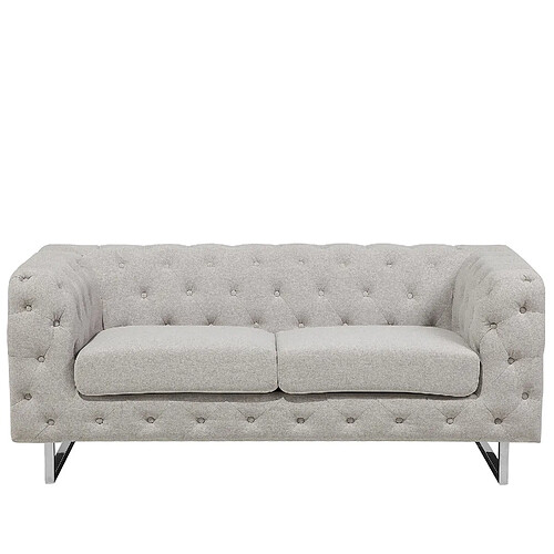 Beliani Canapé Chesterfield 2 places en tissu beige VISSLAND