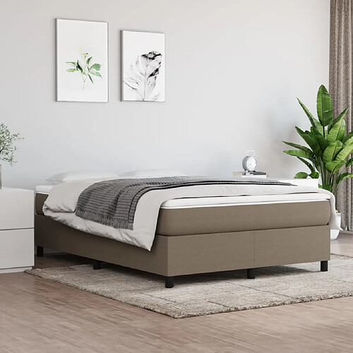 vidaXL Sommier à lattes de lit avec matelas Taupe 140x200 cm Tissu