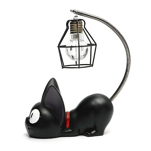 Universal Résine créative Kiki Chat Animaux Lumière, Accessoires Décoration Cadeaux Petits Chats Garderie Lampe Suction LED Lumière de nuit, (Noir)