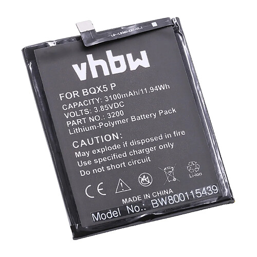 vhbw Li-Polymère batterie 3100mAh (3.85V) pour téléphone portable mobil smartphone BQ Aquaris X5 Plus