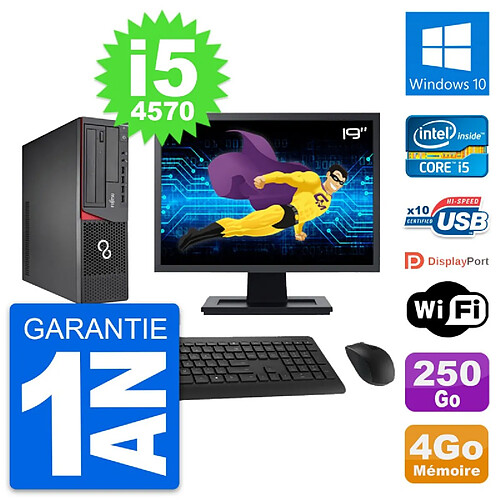 PC Fujitsu E720 DT Ecran 19" Intel i5-4570 RAM 4Go Disque 250Go Windows 10 Wifi · Occasion