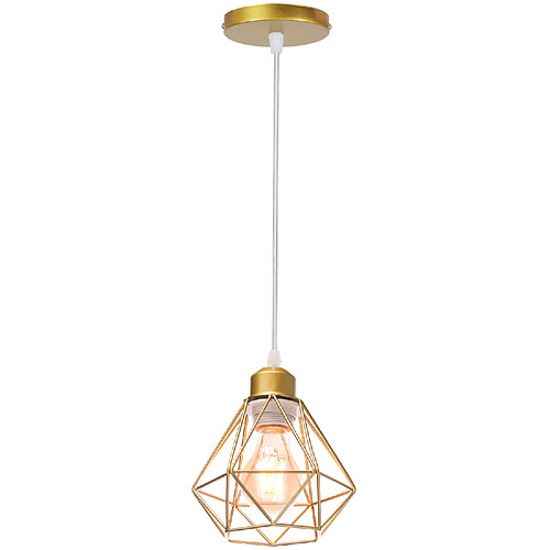 Stoex Plafonnier Rétro Or Suspension Luminaire Vintage D'Intérieur Suspension Lustre E27 Cage en Métal