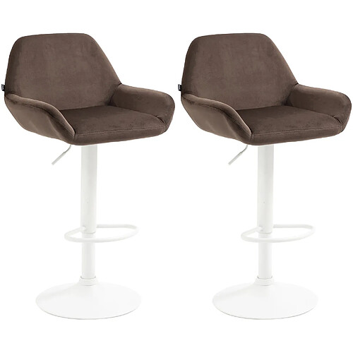 Non Lot de 2 tabourets de bar Braga velours blanc