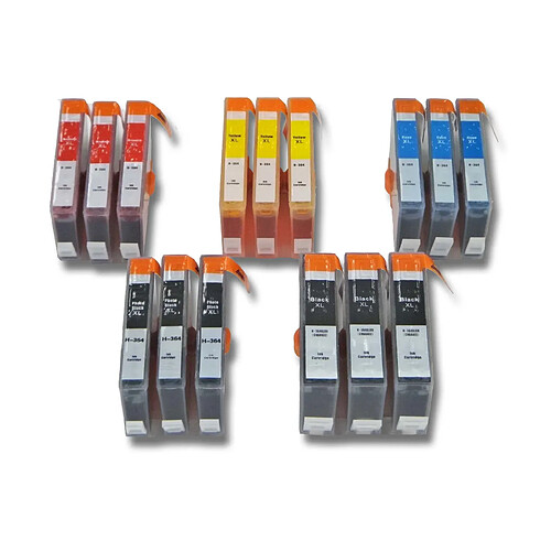 vhbw 15x cartouche d'encre compatible lot pour HP Photosmart B210, B210a, B210b, B210c, B210e