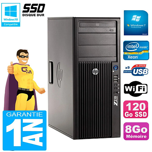 PC HP WorkStation Z210 Tour Xeon E3-1240 RAM 8Go SSD 120Go Graveur DVD Wifi W7 · Occasion