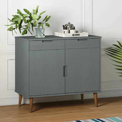 Maison Chic Buffet,Meuble de Rangement,commode pour salon,Cuisine MOLDE Gris 90x40x80 cm Bois massif de pin -MN10760