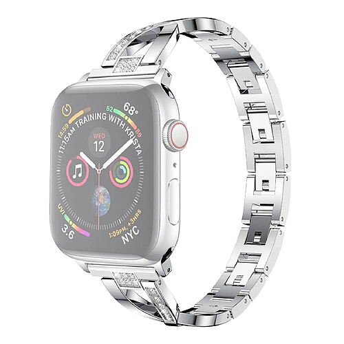 Wewoo Bracelet de montre en acier inoxydable avec diamants colorés pour Apple Watch séries 5 et 4 40 mm / 3 et 2 et 1 38 mm Argent