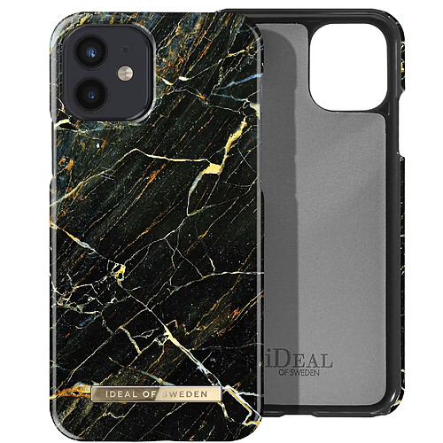 iDeal of Sweden Coque pour iPhone 12 Mini Marbré Luxe Ultra fine Port Laurent Marble Noir / Or