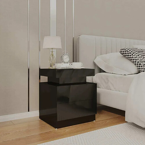 Maison Chic Table de chevet - Table de Nuit Noir brillant 45x35x52 cm Aggloméré