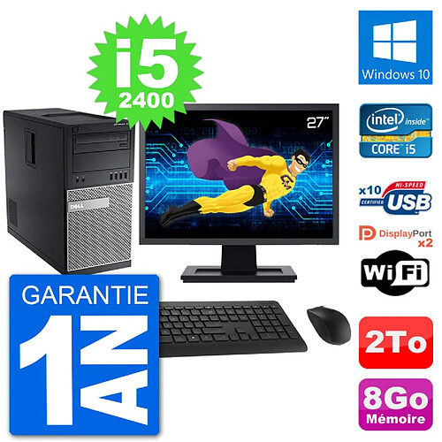 PC Tour Dell 7010 Ecran 27" Intel i5-2400 RAM 8Go Disque 2To Windows 10 Wifi · Occasion