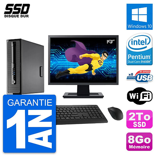 PC HP ProDesk 400 G1 SFF Ecran 19" Intel G3220 RAM 8Go SSD 2To Windows 10 Wifi · Occasion