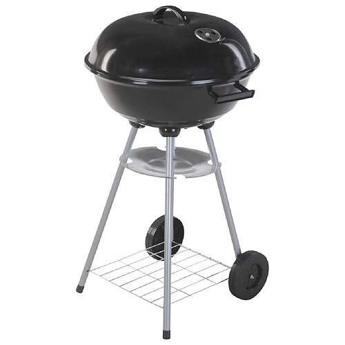 ProGarden Barbecue sous forme de bouilloire sur roues 46 cm Noir