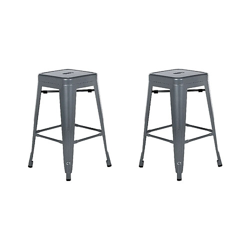 Beliani Tabouret de bar Set de 2 Métal Gris CABRILLO