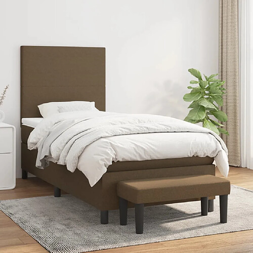 vidaXL Sommier à lattes de lit avec matelas Marron foncé 100x200 cm