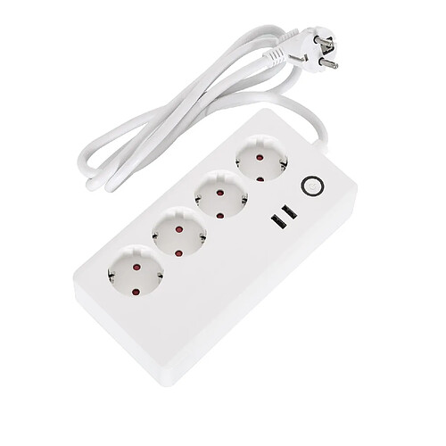 Ledkia Bloc Multiprises 4 Prises Type F Schuko + 2 xUSB WiFi Blanc