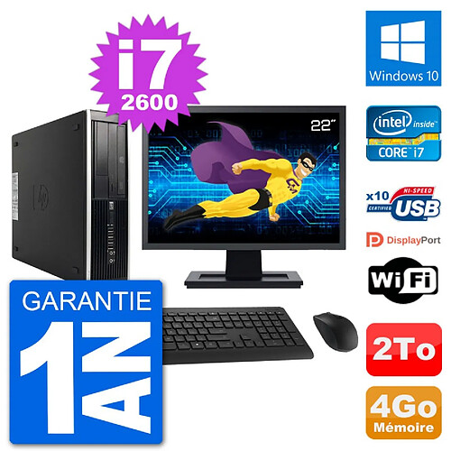 PC HP Compaq Pro 6300 SFF Ecran 22" i7-2600 RAM 4Go Disque 2To Windows 10 Wifi · Occasion