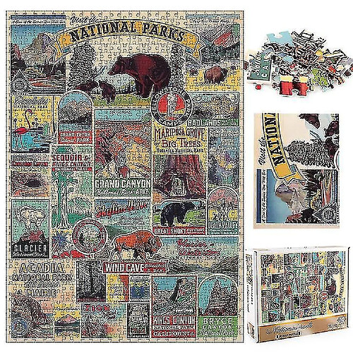 Universal Puzzle de décompression puzzles éducatifs jouets, symboles de parc national puzzle 1000 pièces